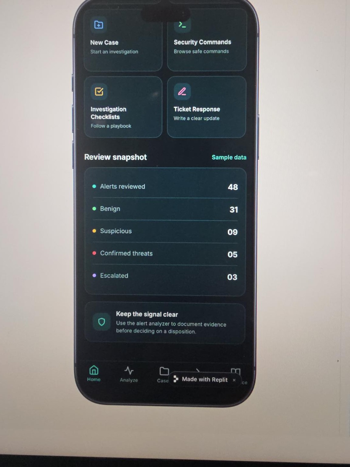 Security Analyst Toolkit home screen